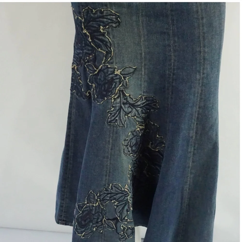 Roberto Cavalli Denim Skirt with Embroidery